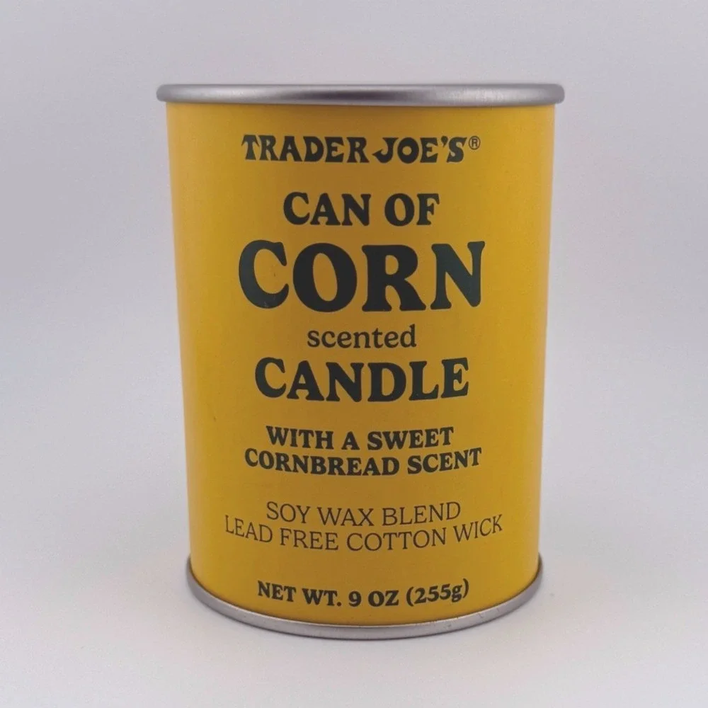 Trader Joe's Can of Corn Candle Limited Edition Sweet Cornbread Scented Unused